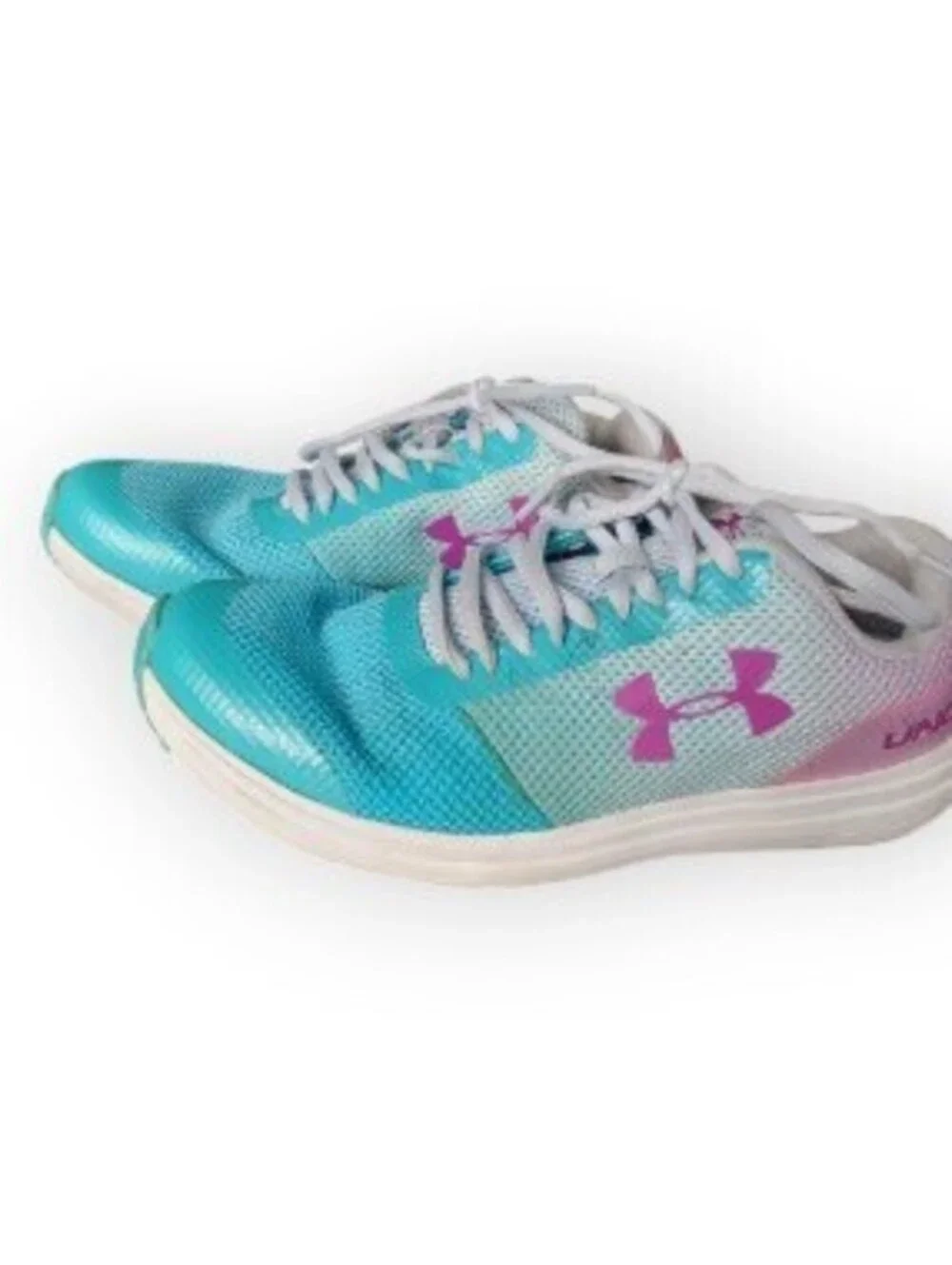 Under Armour Charged Womens 7.5/6Y Running Shoes Teal Pink Ombre Mesh Sneakers